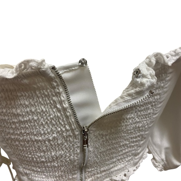 For Love & Lemons Kylie Crop Top Size S White Eyelet Zip Back Spring Vacation - Picture 9 of 16